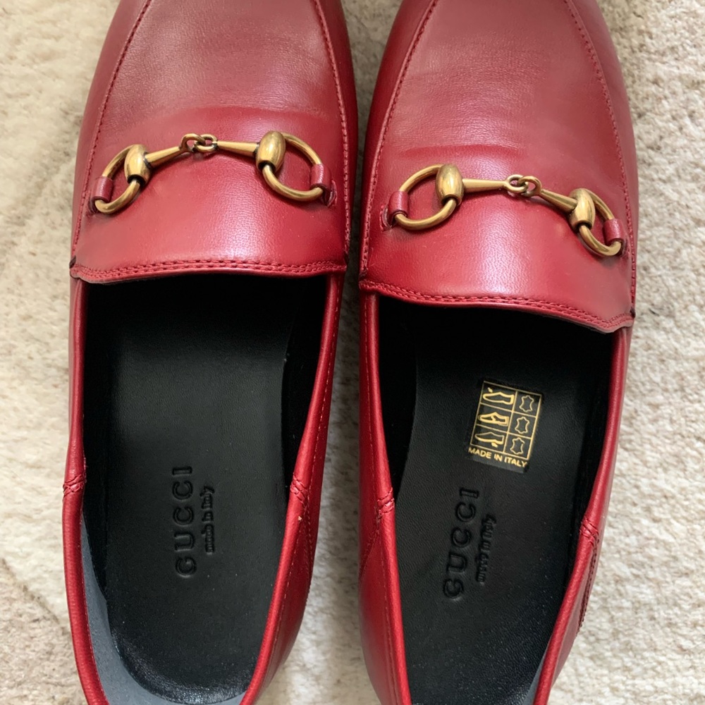 Red Gucci Jordaan Leather Loafer - Picture 2 of 6